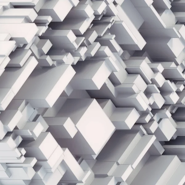 白い長方形の幾何学的形状の抽象パターン 3Dレンダリングデジタルイラストアートの背景 トレンドデザイン要素 現代的な最小構成 — ストック写真