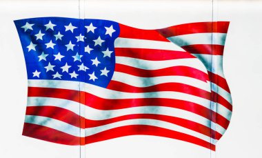 Beyaz zemin üzerine boyalı Amerikan bayrağı
