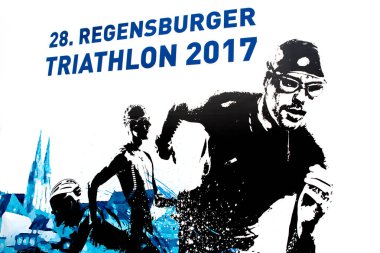 Regensburg, Bavyera, Almanya, 06 Ağustos 2017 28 Regensburg triatlon 2017, tanıtım posteri 28 Regensburg triatlon 2017