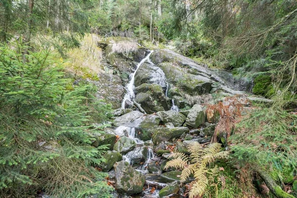 Wasserfall am kleinen Arbersee, Bayern, Deutschland — Stockfoto