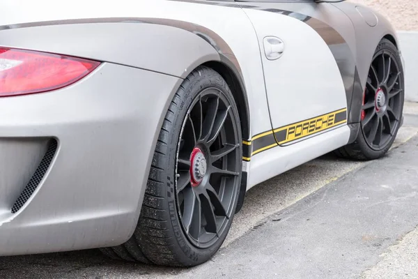 Porsche Sport car in a parking lot, Regensburg, Germany — Stock Photo, Image