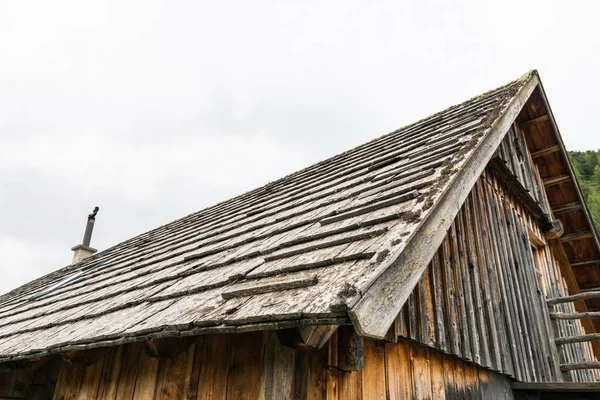 Wood shingle on a roof at an alpine cabin, Austria
