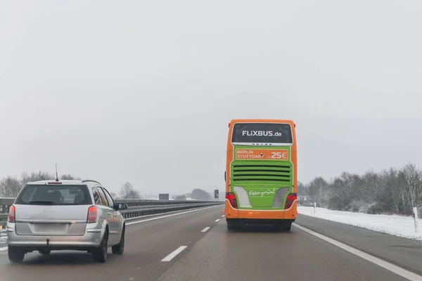Allemagne Autobahn Direction Nrnberg Décembre 2017 Flixbus Voitures Autobahn Direction — Photo