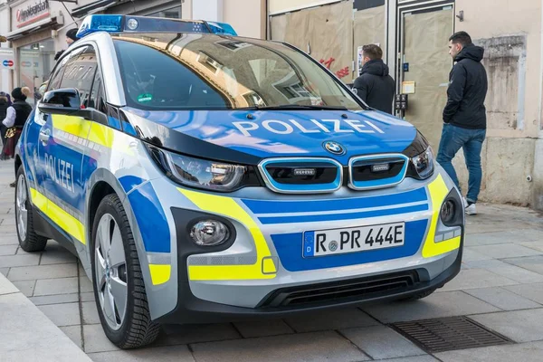 Регенсбург Баварія Німеччина Листопада 2018 Року Німецька Поліція Автомобіль Neupfarrplatz — стокове фото