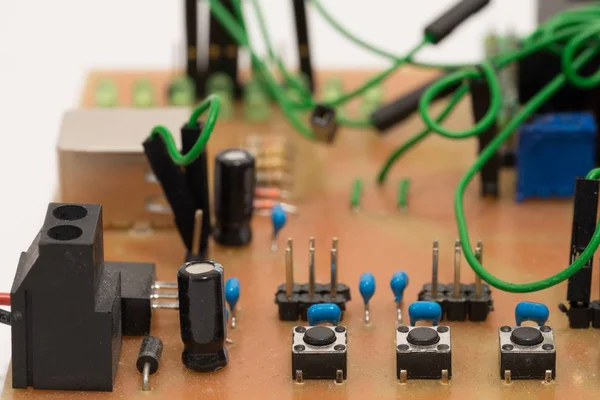 Closeup Self Made Printed Circuit Board Microcontroller — Stock Photo, Image