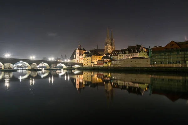 Pouco Antes Dos Fogos Artifício Ano Novo Regensburg Com Vista — Fotografia de Stock