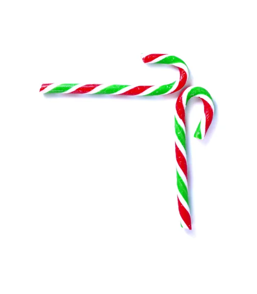 Boże Narodzenie Mint candy trzciny zbliżenie na białym — Zdjęcie stockowe