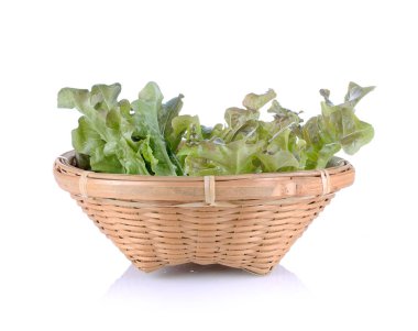 salata yaprakları kadar izole üzerinde beyaz adam kapatın