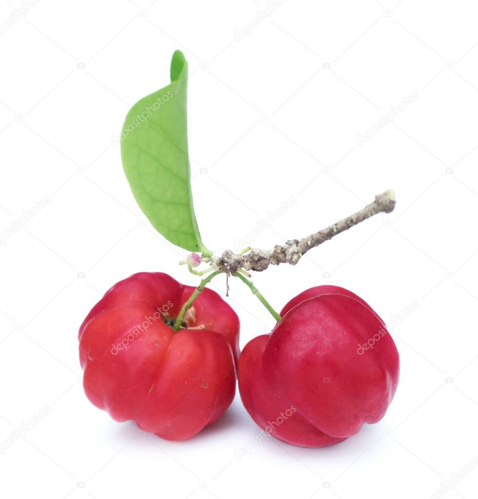 Acerola fruit close up on background