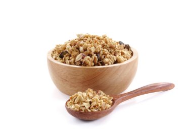 Granola kapatmak kadar izole üzerinde beyaz arka plan.