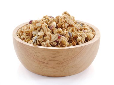 Granola kapatmak kadar izole üzerinde beyaz arka plan.