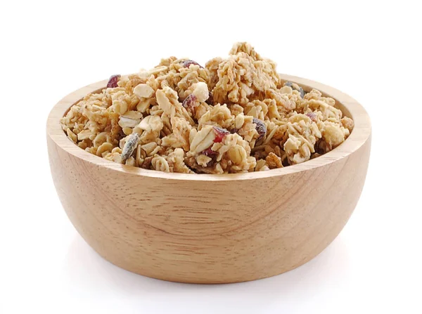Granola kapatmak kadar izole üzerinde beyaz arka plan.