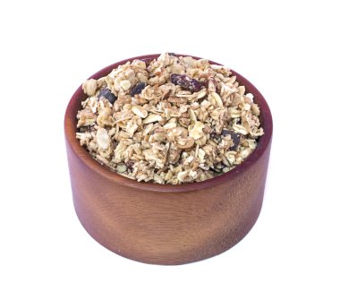 Granola kapatmak kadar izole üzerinde beyaz arka plan.