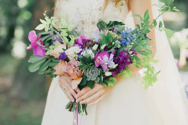 Bride Bouquet Wedding Forest Beautiful Wedding Decor — Stock Photo, Image