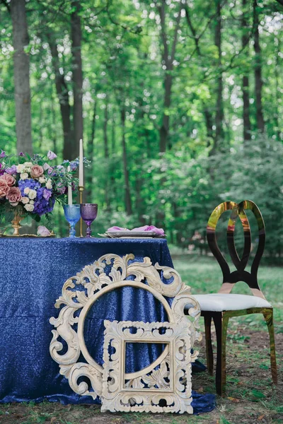 Beautiful Wedding Forest Wedding Decor Blue Purple — Stock Photo, Image