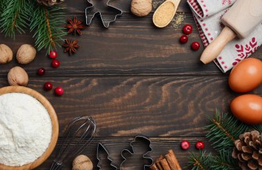 Noel pişirme malzemeleri.