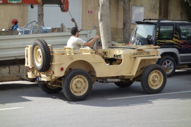 Valletta, Malta - 19 Ekim 2019: Willys Mb Jeep, ABD askeri araç