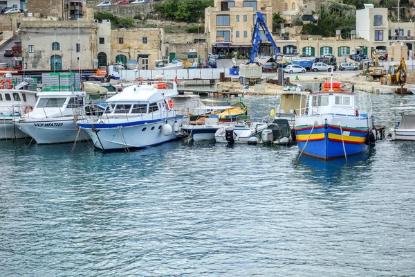 Валлетта Мальта Октября 2019 Года Моторные Лодки Причалили Порту Валлетта — стоковое фото