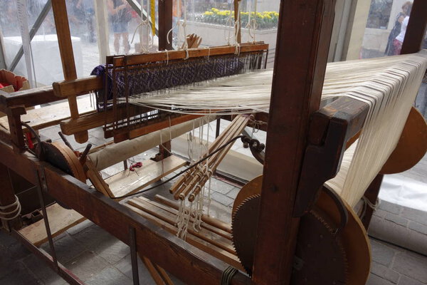 Old traditional wooden weaving loom