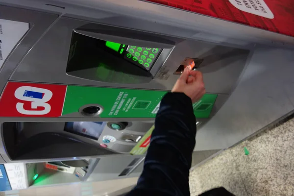 Brussels Belgium December 2019 Buying Tickets Machine Stib Mivb French — 스톡 사진