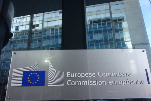 Señalización Comisión Europea Entrada Del Edificio Berlaymont Sede Comisión Europea —  Fotos de Stock