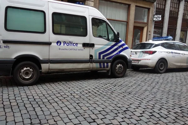 Bruxelas Bélgica Dezembro 2019 Carros Polícia Politie Polícia Federal Aplicação — Fotografia de Stock