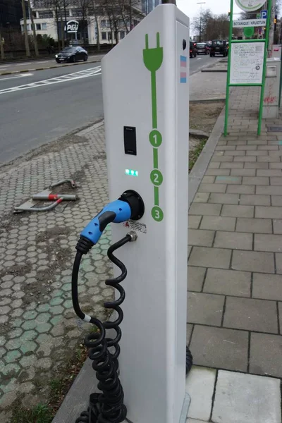 Brussels Belgium December 2019 Electric Vehicle Charging Station — 스톡 사진