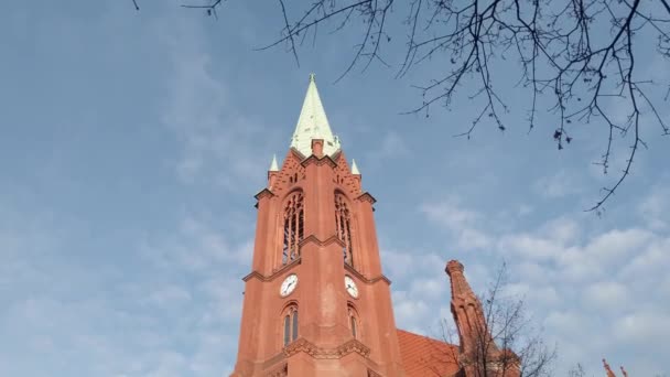 Exteriér Gethsemanské Církve Německy Gethsemanekirche Berlíně Jedné Čtyř Církevních Budov — Stock video
