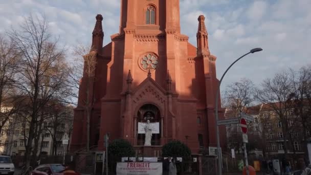 Berlín Německo Prosince 2019 Exteriér Gethsemanské Církve Němčina Gethsemanekirche Jedné — Stock video