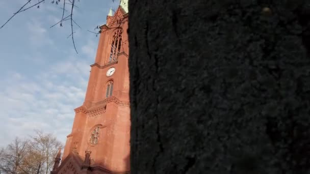 Exteriér Gethsemanské Církve Německy Gethsemanekirche Berlíně Jedné Čtyř Církevních Budov — Stock video