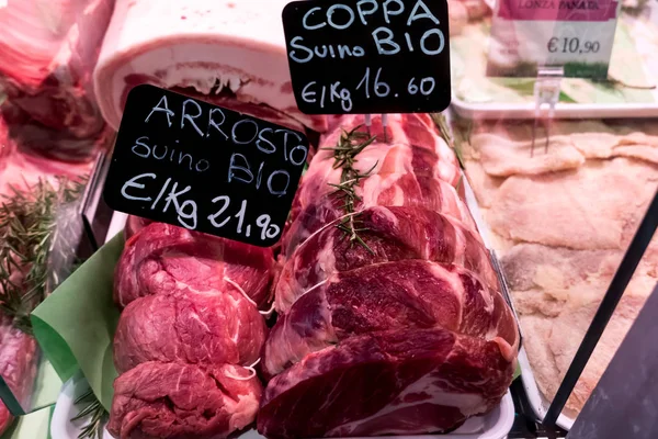 Carne Cerdo Asado Carne Cruda Venta Mostrador Carnicerías — Foto de Stock