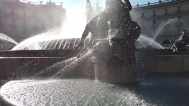 Rome, Italy - January 26, 2020: The Fountain of the Naiads on Piazza della Repubblica. The naiads represented are the Nymph of the Lakes, of the Rivers, of the Oceans, of the Underground Waters