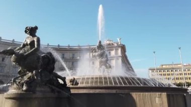 Rome, Italy - January 26, 2020: The Fountain of the Naiads on Piazza della Repubblica. The naiads represented are the Nymph of the Lakes, of the Rivers, of the Oceans, of the Underground Waters