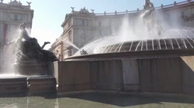 Rome, Italy - January 26, 2020: The Fountain of the Naiads on Piazza della Repubblica. The naiads represented are the Nymph of the Lakes, of the Rivers, of the Oceans, of the Underground Waters