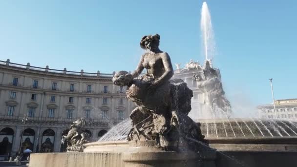 Rome Italy January 2020 Fountain Naiads Piazza Della Repubblica Naiads — Stok video