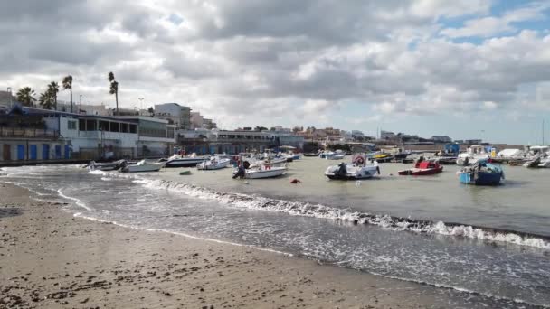 Playa Embarcaciones Atracadas Puerto Porto Vecchio Bari Italia — Vídeo de stock