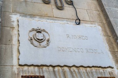 Matera, Italy - February 5, 2020: Plate of the National Archaeological Museum 
