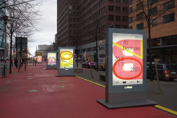 Berlin Germany February 2020 Posters Advertising Upcoming Films Potsdamer Platz — Stock Photo, Image