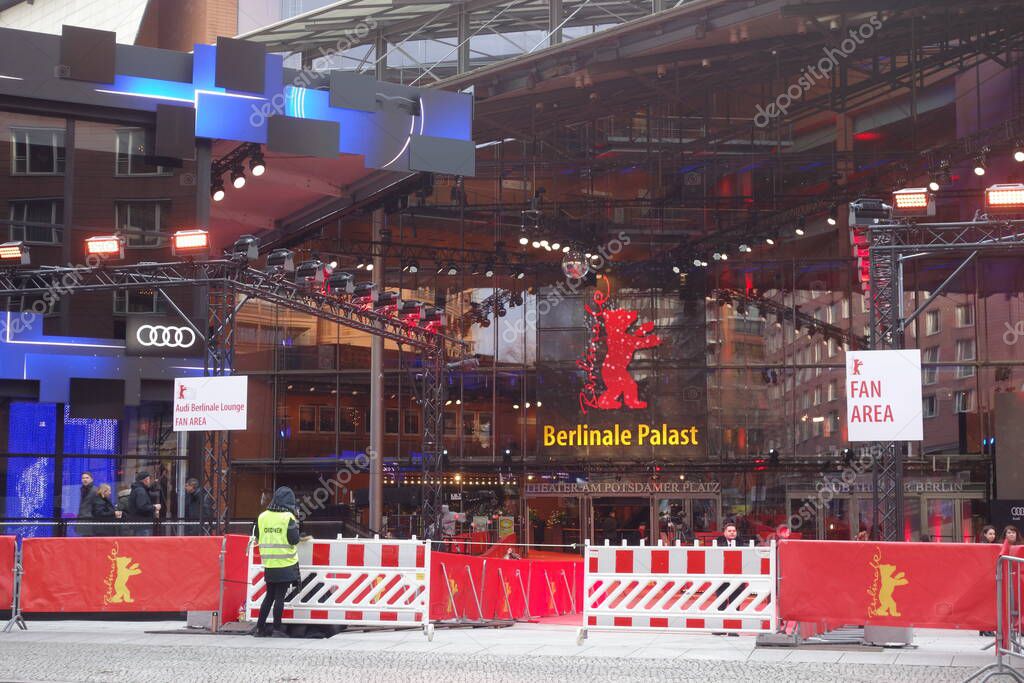 Berlin, Germany - February 22, 2020: Facade of the Berlinale Palast in Berlin or the Theater am Potsdamer Platz, the main venue of the Berlin International Film Festival every February