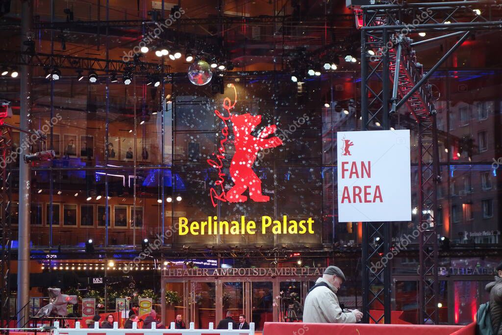 Berlin, Germany - February 22, 2020: Facade of the Berlinale Palast in Berlin or the Theater am Potsdamer Platz, the main venue of the Berlin International Film Festival every February
