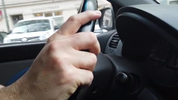 Driver Hands Steering Wheel — Stock Video