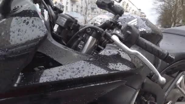ベルリン ドイツ 2020年3月1日 ブラックCbrオートバイ ホンダCbrモデルは インラインエンジンを搭載したホンダスポーツバイクのシリーズです — ストック動画