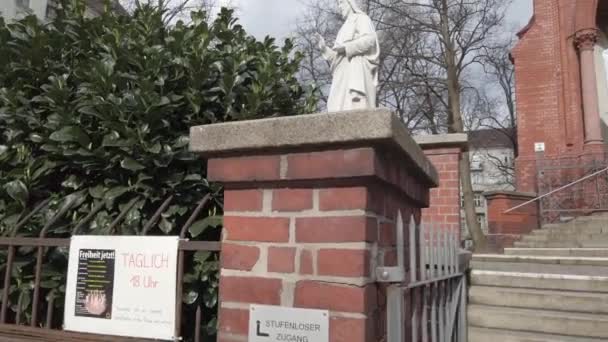 Berlin Tyskland Mars 2020 Exteriör Getsemane Kyrka Tyska Gethsemanekirche Fyra — Stockvideo