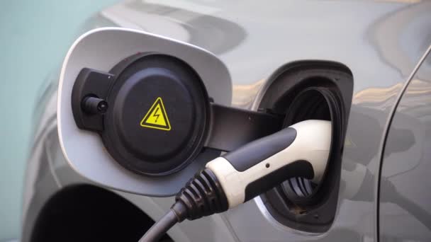 Coche Eléctrico Recargado Estación Carga — Vídeos de Stock