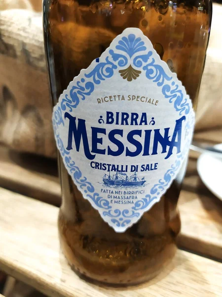 Roma Italia Noviembre 2019 Birra Messina Empresa Italiana Cerveza Pálida — Foto de Stock