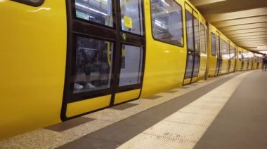 Berlin, Germany - January 9, 2020: German U-Bahn train departing in Berlin