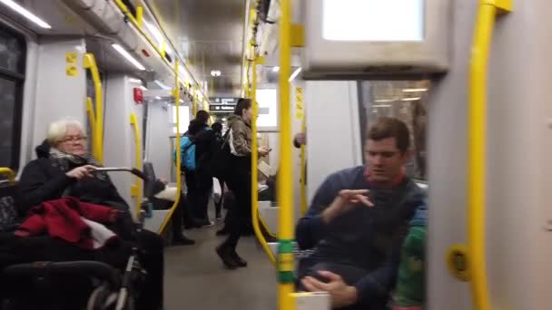 Berlin Germany January 2020 People Leaving Subway Train Pov — Stockvideo