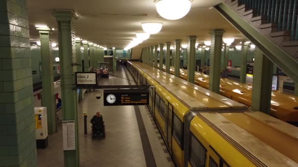 Berlin Germany January 2020 Man Wheelchair Waiting Platform Bahn Railway — Αρχείο Βίντεο