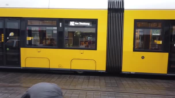 Berlin Germany January 2020 Yellow Bvg Streetcar Berlin Tram Network — Stockvideo