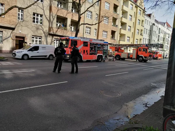 Berlin Niemcy Marca 2020 Niemieckie Drabinki Strażackie 112 Jednolity Numer — Zdjęcie stockowe